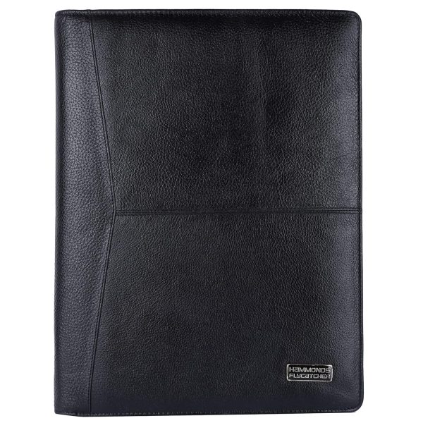 HAMMONDS FLYCATCHER Genuine Leather File Folder, Document Organizer File with Zipper Closure, Premium File Holder for Documents, Business & Office Document File Folder Black