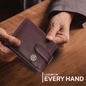 HAMMONDS FLYCATCHER Men Hammond's Flycatcher Genuine Leather Wallet - RFID Protected Leather Purse - 5 Card Slots, Coin & Hidden Pockets, Metal Snap Button - Choclate Brown