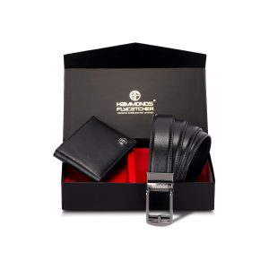 HAMMONDS FLYCATCHER Gift for Men Combo - Genuine Leather Wallet and Belt Combo Box - Leather Belt- Birthday Special & Unique Gift Ideas for Husband, Boyfriend, Teachers, Father - Midnight Black