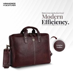 HAMMONDS FLYCATCHER Genuine Leather Office Bag for Men - Laptop Bag for Men - Padded Laptop Compartment, Fits 14 Inch Laptop - Adjustable Strap - Office, Travel, Daily Use - Brown