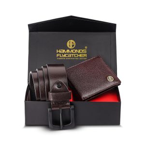 HAMMONDS FLYCATCHER Gift for Men Combo - Genuine Leather Wallet and Belt Combo Box - Leather Belt- Birthday Special & Unique Gift Ideas for Husband, Boyfriend, Teachers, Father