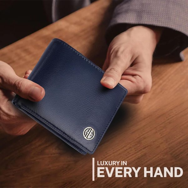 HAMMONDS FLYCATCHER RFID Protected Bi-Fold Wallet for Men Leather Original, Mens Wallet, Leather Wallets for Men, Stylish Purse with 6 Card Slots, 1 ID Slots, Coin Pocket, Mens Gift - Blue