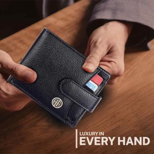 HAMMONDS FLYCATCHER Men Hammond's Flycatcher Genuine Leather Wallet - RFID Protected Leather Purse - 5 Card Slots, Coin & Hidden Pockets, Metal Snap Button - Black