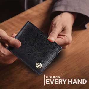 HAMMONDS FLYCATCHER Genuine Leather Wallet for Men, RFID Protected Leather Purse, Money Purse, Bi-Fold Wallet, 8 Card Slots, Coin Pocket, Hidden Pockets - Black