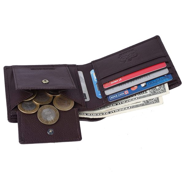 HAMMONDS FLYCATCHER Genuine Leather Wallet for Men, RFID Protected Leather Purse, Money Purse, Bi-Fold Wallet, 8 Card Slots, Coin Pocket, Hidden Pockets - Chocolate - Image 3