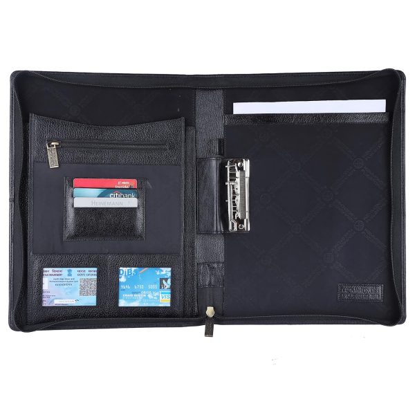 HAMMONDS FLYCATCHER Genuine Leather File Folder, Document Organizer File with Zipper Closure, Premium File Holder for Documents, Business & Office Document File Folder Black - Image 4