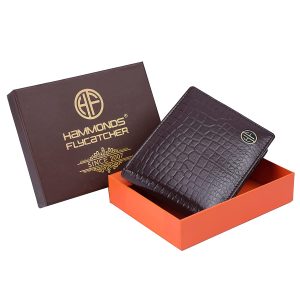 HAMMONDS FLYCATCHER Genuine Leather Wallet for Men, RFID Protected Leather Purse, Money Purse, Bi-Fold Wallet, 8 Card Slots, Coin Pocket, Hidden Pockets - Chocolate