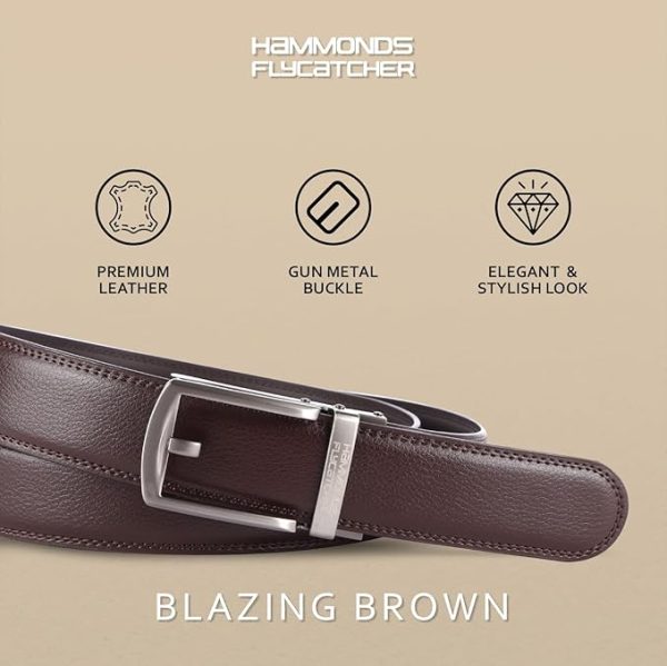 HAMMONDS FLYCATCHER Genuine Leather Belt for Men - Perfect for Formal and Casual Wear - Adjustable Waistband up to 46 Inches - Autolock Belt for Formal and Casual Wear - Image 5