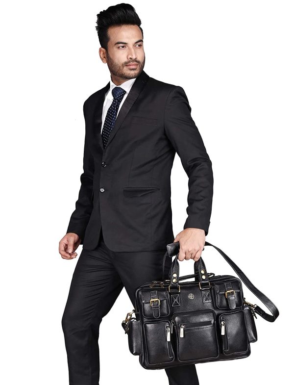 HAMMONDS FLYCATCHER Genuine Leather Office Bag for Men with Adjustable Shoulder Strap - 15.6 Inch Laptop Bag for Men - Water Resistant, 1 Year Warranty - Office, Travel, Daily Use - Image 6