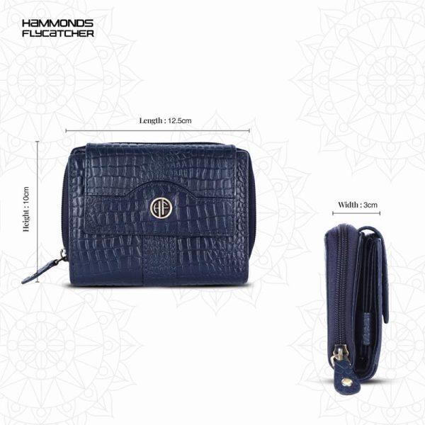 HAMMONDS FLYCATCHER Leather Ladies Wallet for Woman with 14 Card Slots - Clutch Purse for Women, Ladies Wallet for Women Stylish, Ladies Purse for Women Wallet, Purse for Woman, Croc Blue - Image 5