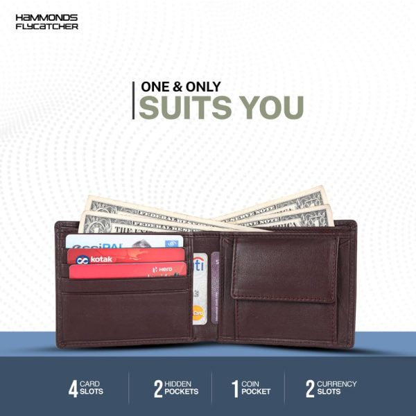 HAMMONDS FLYCATCHER Genuine Leather Wallet for Men, RFID Protected Leather Purse, Money Purse, Bi-Fold Wallet, 8 Card Slots, Coin Pocket, Hidden Pockets - Chocolate Brown - Image 6