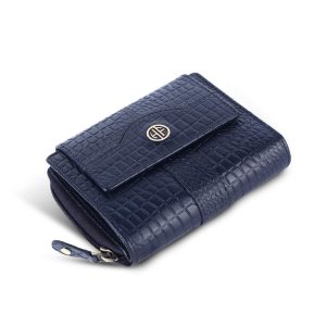 HAMMONDS FLYCATCHER Leather Ladies Wallet for Woman with 14 Card Slots - Clutch Purse for Women, Ladies Wallet for Women Stylish, Ladies Purse for Women Wallet, Purse for Woman, Croc Blue