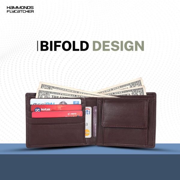 HAMMONDS FLYCATCHER Genuine Leather Wallet for Men, RFID Protected Leather Purse, Money Purse, Bi-Fold Wallet, 8 Card Slots, Coin Pocket, Hidden Pockets - Chocolate Brown - Image 4