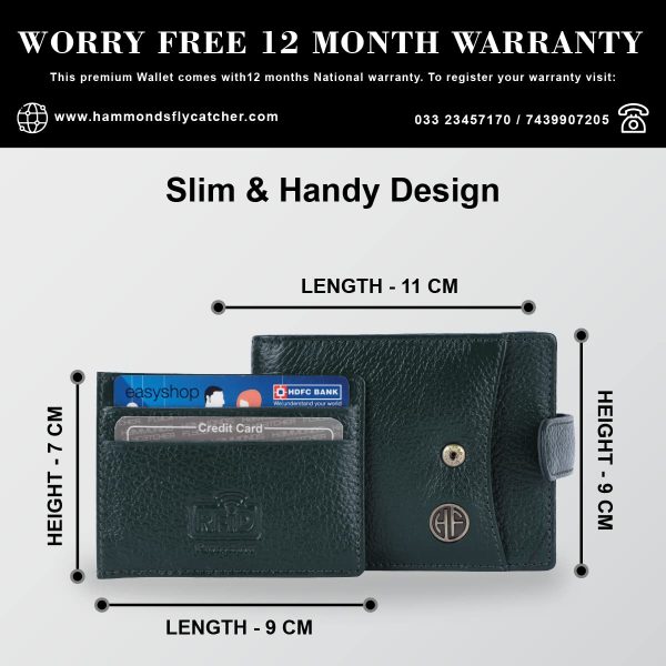HAMMONDS FLYCATCHER Men Hammond's Flycatcher Genuine Leather Wallet - RFID Protected Leather Purse - 5 Card Slots, Coin & Hidden Pockets, Metal Snap Button - Image 5