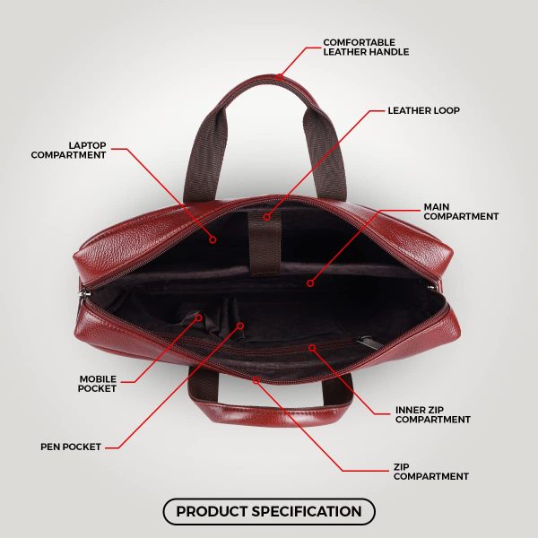 Hammonds Flycatcher Brown Genuine Leather Laptop Bag For Men - Bags | Laptop Bags For Men | Bag For Men - Image 6