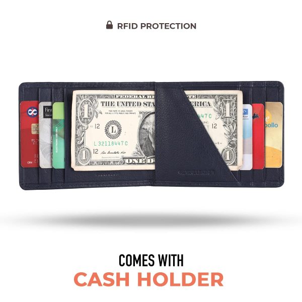 HAMMONDS FLYCATCHER Genuine Leather Slim Wallet for Men, Blue | RFID Protected Leather Wallets for Men | Mens Wallet with 6 Card Slots Card Container - Image 4