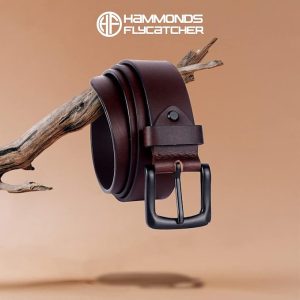 HAMMONDS FLYCATCHER Genuine Leather Belt for Men - Adjustable Waistband up to 46 Inches Belt for Jeans & Dress Pants - 1.5" Width - Zinc Casted Buckle - Formal & Casual Wear - Branded Mens Belt