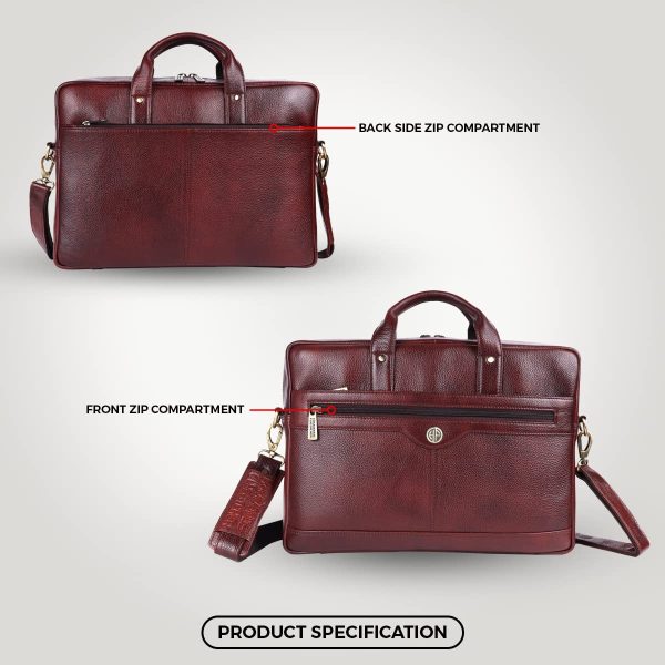 Hammonds Flycatcher Brown Genuine Leather Laptop Bag For Men - Bags | Laptop Bags For Men | Bag For Men - Image 4