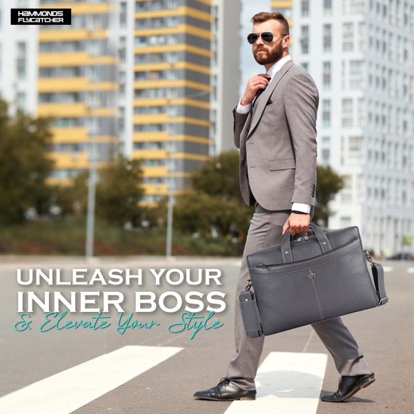 HAMMONDS FLYCATCHER Genuine Leather Office Bag for Men, 15.6 Inch Professional Brown Laptop Bag for Men, Adjustable Strap & Multi Compartments, Travel, Daily Use - Image 6