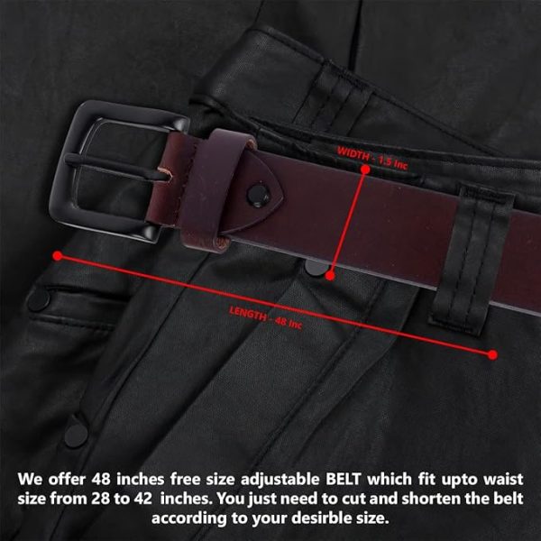 HAMMONDS FLYCATCHER Genuine Leather Belt for Men - Adjustable Waistband up to 46 Inches Belt for Jeans & Dress Pants - 1.5" Width - Zinc Casted Buckle - Formal & Casual Wear - Branded Mens Belt - Image 2