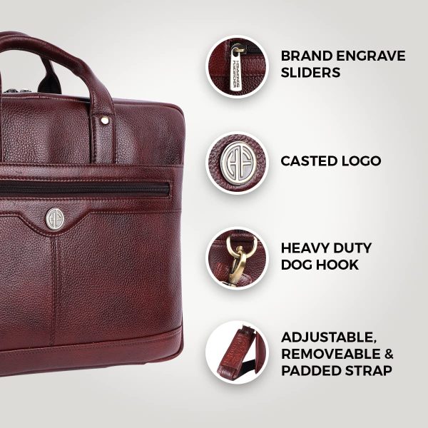 Hammonds Flycatcher Brown Genuine Leather Laptop Bag For Men - Bags | Laptop Bags For Men | Bag For Men - Image 5