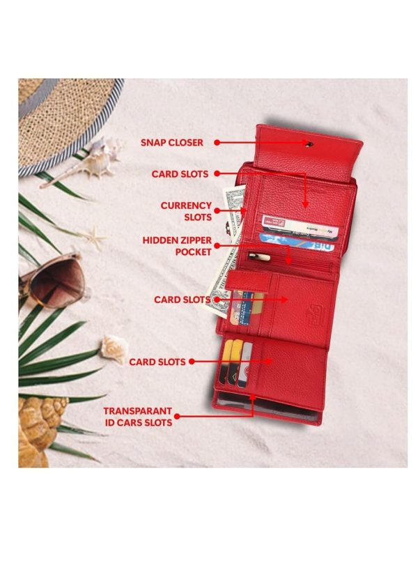 HAMMONDS FLYCATCHER Leather Ladies Wallet for Woman with 14 Card Slots - Clutch Purse for Women, Ladies Wallet for Women Stylish, Ladies Purse for Women Wallet, Purse for Woman, Red - Image 5