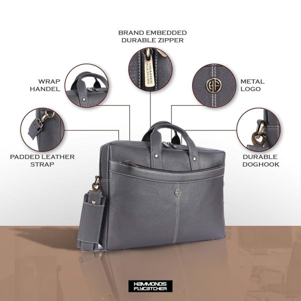 HAMMONDS FLYCATCHER Genuine Leather Office Bag for Men, 15.6 Inch Professional Brown Laptop Bag for Men, Adjustable Strap & Multi Compartments, Travel, Daily Use - Image 3