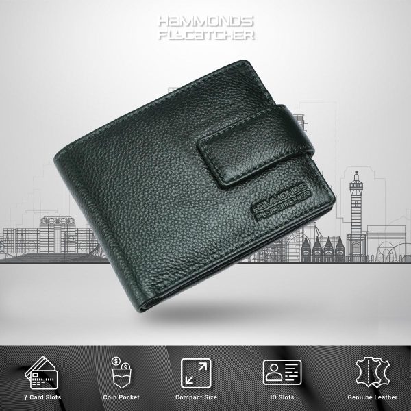 HAMMONDS FLYCATCHER RFID Protected Bi-Fold Wallet for Men Leather Original, Mens Wallet, Leather Wallets for Men Stylish, 7 Card Slots, 1 ID Slot, Zipper Coin Pocket, Gift for Mens - Green - Image 3