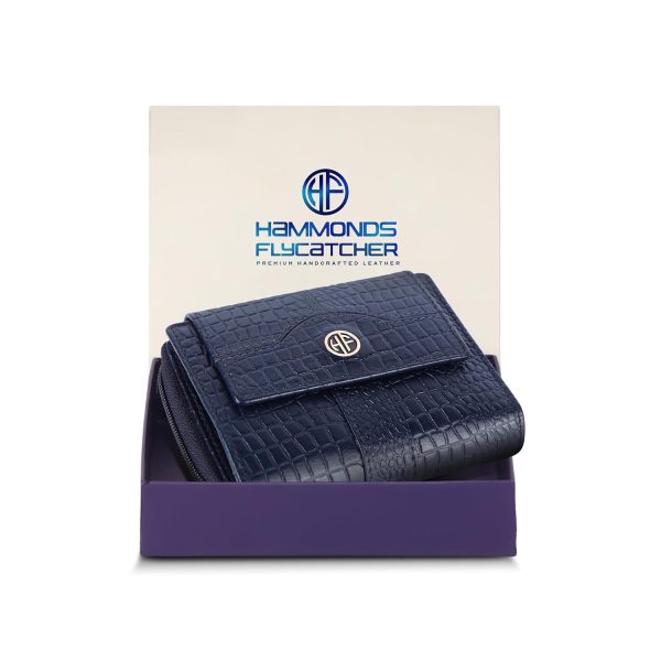 HAMMONDS FLYCATCHER Leather Ladies Wallet for Woman with 14 Card Slots - Clutch Purse for Women, Ladies Wallet for Women Stylish, Ladies Purse for Women Wallet, Purse for Woman, Croc Blue - Image 8