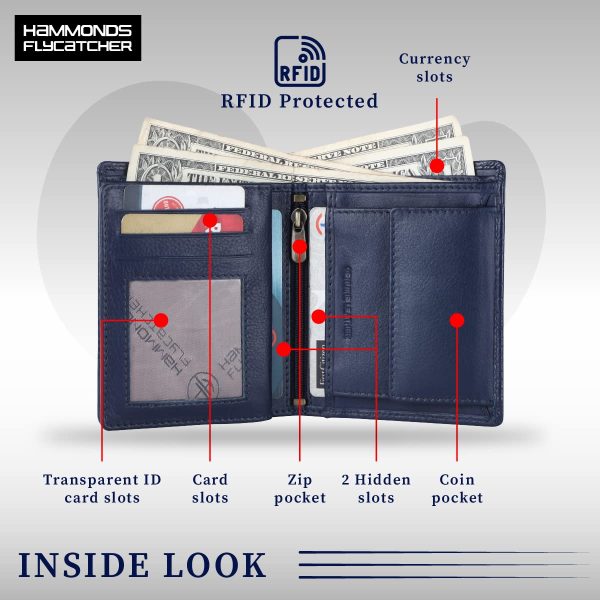 HAMMONDS FLYCATCHER Wallet for Men Leather Original, Mens Wallet, Leather Wallets for Men Stylish, Bi-Fold Wallets for Man, 3 Card Slots, 2 ID Slots, Coin Pocket, Gift for Mens - Image 6