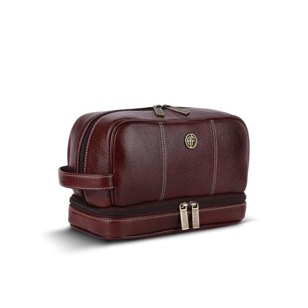Hammonds Flycatcher Genuine Leather Toiletry Bag for Men and Women Cosmetic Organizer Bag, Travel Organizer Pouch, Shaving Kit Bag for Men Toiletry Pouch for Men with Multiple Pockets - Brown - Image 3