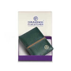 HAMMONDS FLYCATCHER Genuine Leather Card Holder Wallet for Man & Women, RFID Protected ATM/Credit Card Holder Wallet for with 6 Slots Design Green