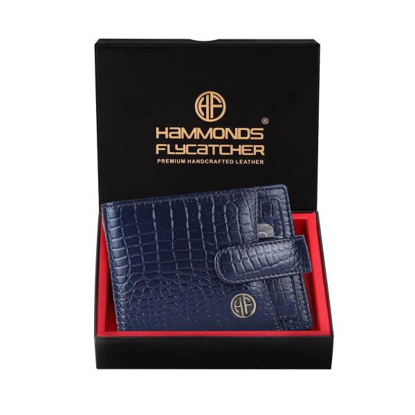 HAMMONDS FLYCATCHER Men Hammond's Flycatcher Genuine Leather Wallet - RFID Protected Leather Purse - 5 Card Slots, Coin & Hidden Pockets, Metal Snap Button - Black (Copy) - Image 3