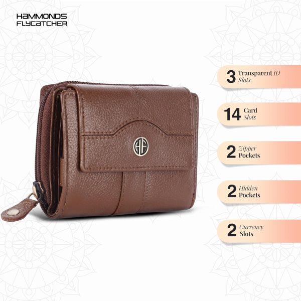 HAMMONDS FLYCATCHER Leather Ladies Wallet for Woman with 14 Card Slots - Clutch Purse for Women, Ladies Wallet for Women Stylish, Ladies Purse for Women Wallet, Purse for Woman, Mehendi - Image 5