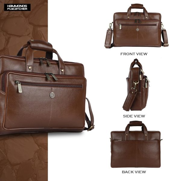 HAMMONDS FLYCATCHER Men's Leather Laptop Messenger Bag, Mehendi - Image 9