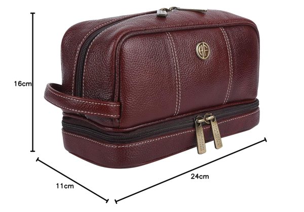 Hammonds Flycatcher Genuine Leather Toiletry Bag for Men and Women Cosmetic Organizer Bag, Travel Organizer Pouch, Shaving Kit Bag for Men Toiletry Pouch for Men with Multiple Pockets - Brown - Image 10
