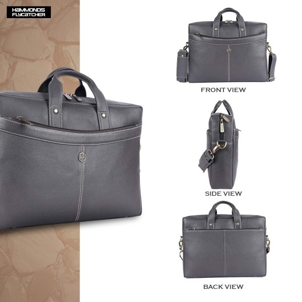 HAMMONDS FLYCATCHER Genuine Leather Office Bag for Men, 15.6 Inch Professional Brown Laptop Bag for Men, Adjustable Strap & Multi Compartments, Travel, Daily Use - Image 8
