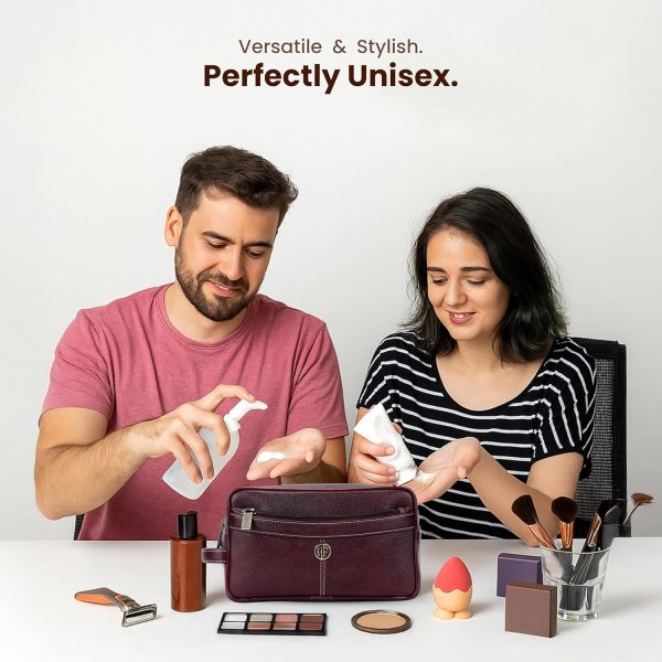 Hammonds Flycatcher Genuine Leather Toiletry Bag for Men and Women Cosmetic Organizer Bag, Travel Organizer Pouch, Toiletry Pouch for Men with Multiple Pockets, Shaving Kit Bag for Men - Brown - Image 10