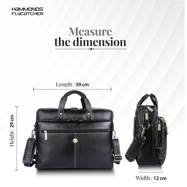 HAMMONDS FLYCATCHER Men's Leather Laptop Messenger Bag, Black - Image 4