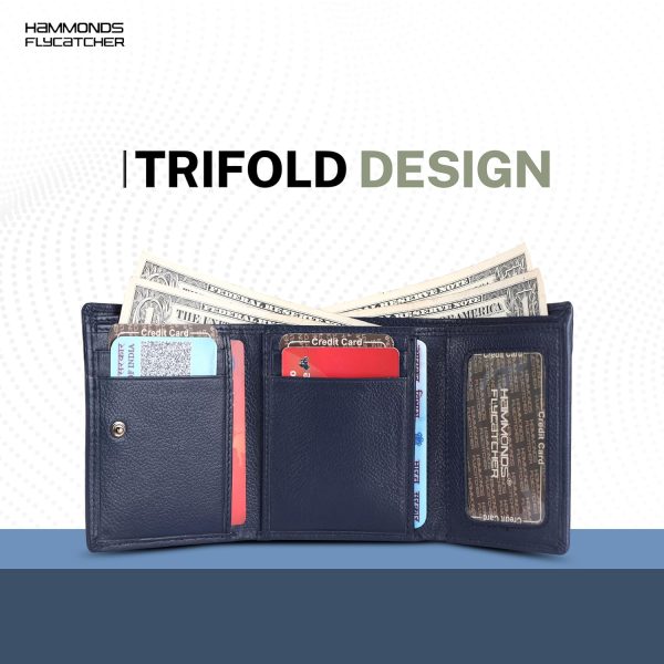 HAMMONDS FLYCATCHER RFID Protected Tri-Fold Wallet for Men Leather Original, Mens Wallet, Leather Wallets for Mens, Stylish Purse with 4 Card Slots, 1 ID Slots, Coin Pocket, Gift for Men - Blue - Image 5