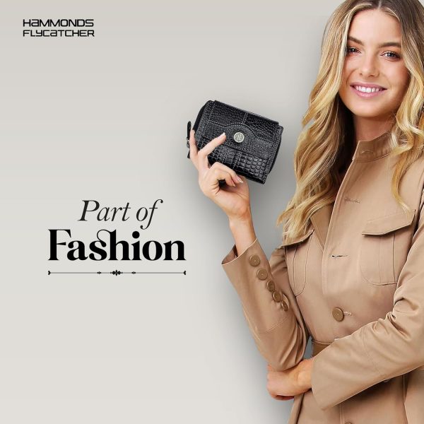 HAMMONDS FLYCATCHER Leather Ladies Wallet for Woman with 14 Card Slots - Clutch Purse for Women, Ladies Wallet for Women Stylish, Ladies Purse for Women Wallet, Purse for Woman, Croc Black - Image 3