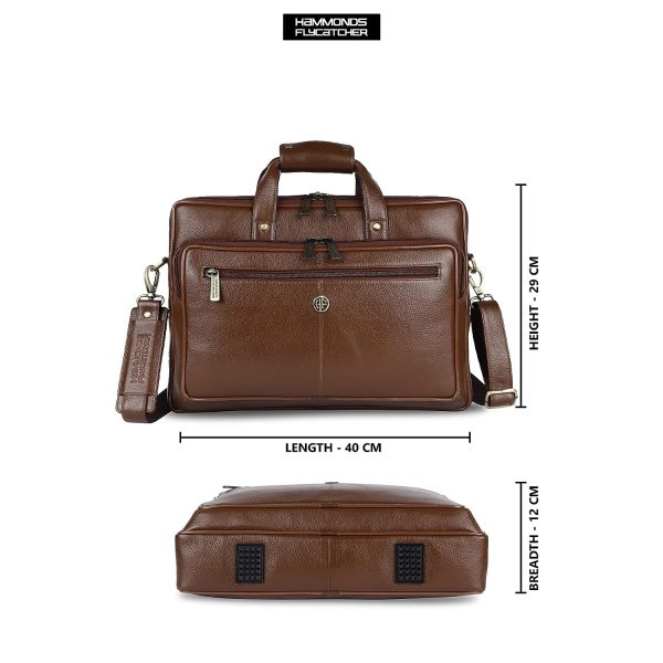 HAMMONDS FLYCATCHER Men's Leather Laptop Messenger Bag, Mehendi - Image 4