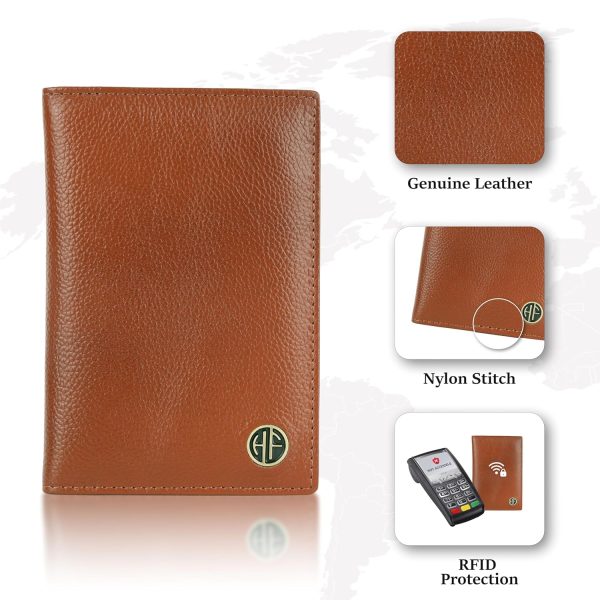 HAMMONDS FLYCATCHER Genuine Leather Passport Cover for Men, Passport Cover for Women, RFID Passport Holder for Men Travel Accessories for Men, Passport Bag for Men, 3 ATM Card Slots - Tan - Image 3