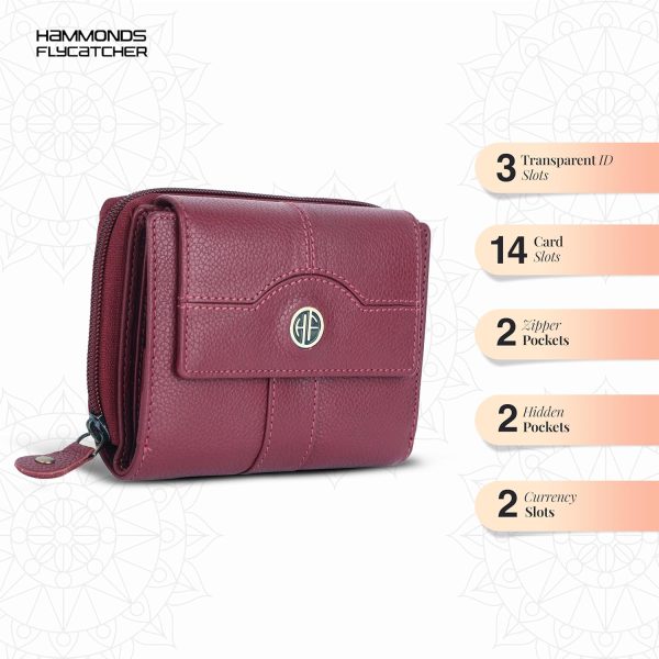 HAMMONDS FLYCATCHER Leather Ladies Wallet for Woman with 14 Card Slots - Clutch Purse for Women, Ladies Wallet for Women Stylish, Ladies Purse for Women Wallet, Purse for Woman, Berry - Image 5