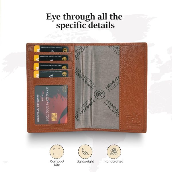 HAMMONDS FLYCATCHER Genuine Leather Passport Cover for Men, Passport Cover for Women, RFID Passport Holder for Men Travel Accessories for Men, Passport Bag for Men, 3 ATM Card Slots - Tan - Image 4