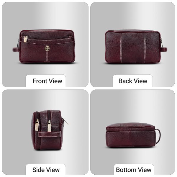 Hammonds Flycatcher Genuine Leather Toiletry Bag for Men and Women Cosmetic Organizer Bag, Travel Organizer Pouch, Toiletry Pouch for Men with Multiple Pockets, Shaving Kit Bag for Men - Brown - Image 6