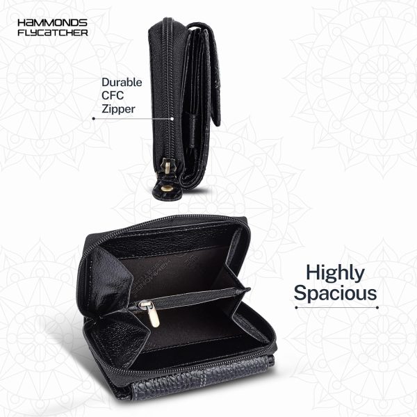 HAMMONDS FLYCATCHER Leather Ladies Wallet for Woman with 14 Card Slots - Clutch Purse for Women, Ladies Wallet for Women Stylish, Ladies Purse for Women Wallet, Purse for Woman, Croc Black - Image 5