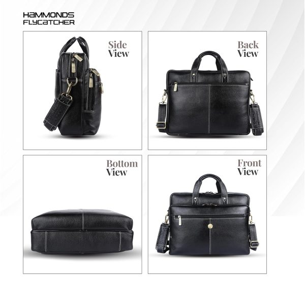 HAMMONDS FLYCATCHER Men's Leather Laptop Messenger Bag, Black - Image 7