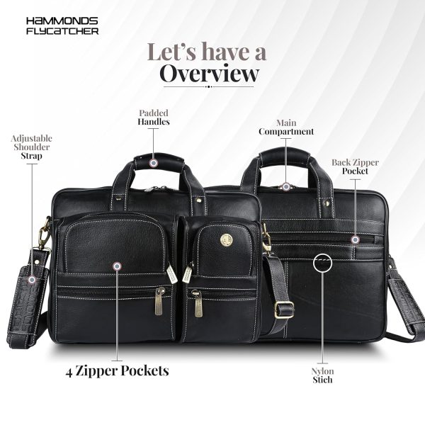 HAMMONDS FLYCATCHER Genuine Leather Office Bag for Men, Premium 15.6 Inch Laptop Bag for Men, Multi Compartments & Adjustable Strap, Ideal for Office, Travel, Daily Use - Brown (Copy) - Image 8