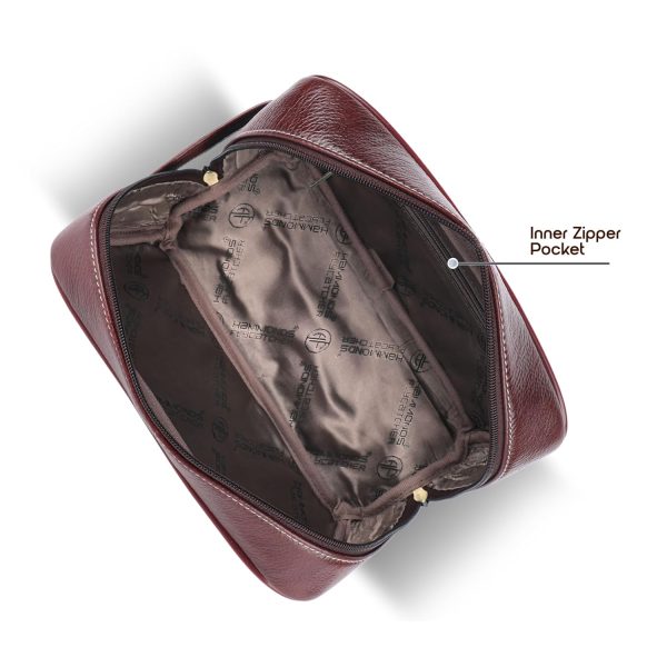 Hammonds Flycatcher Genuine Leather Toiletry Bag for Men and Women Cosmetic Organizer Bag, Travel Organizer Pouch, Shaving Kit Bag for Men Toiletry Pouch for Men with Multiple Pockets - Brown - Image 7